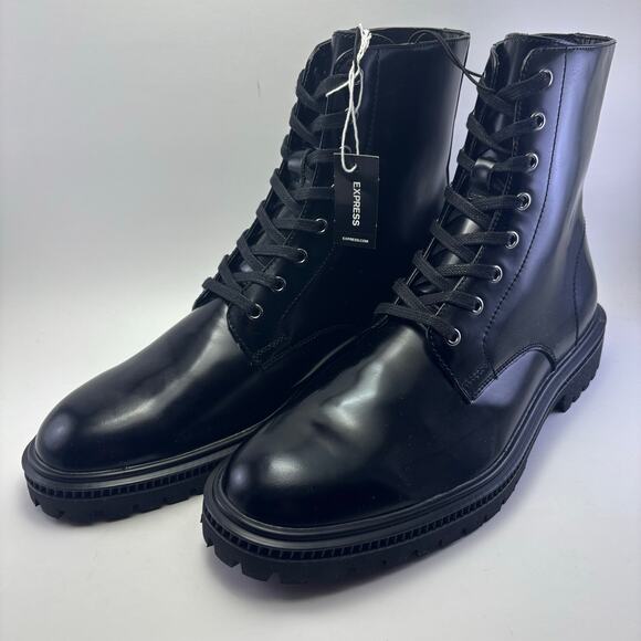 NWT EXPRESS Black Leather Boots Men’s Size 10 main image 11